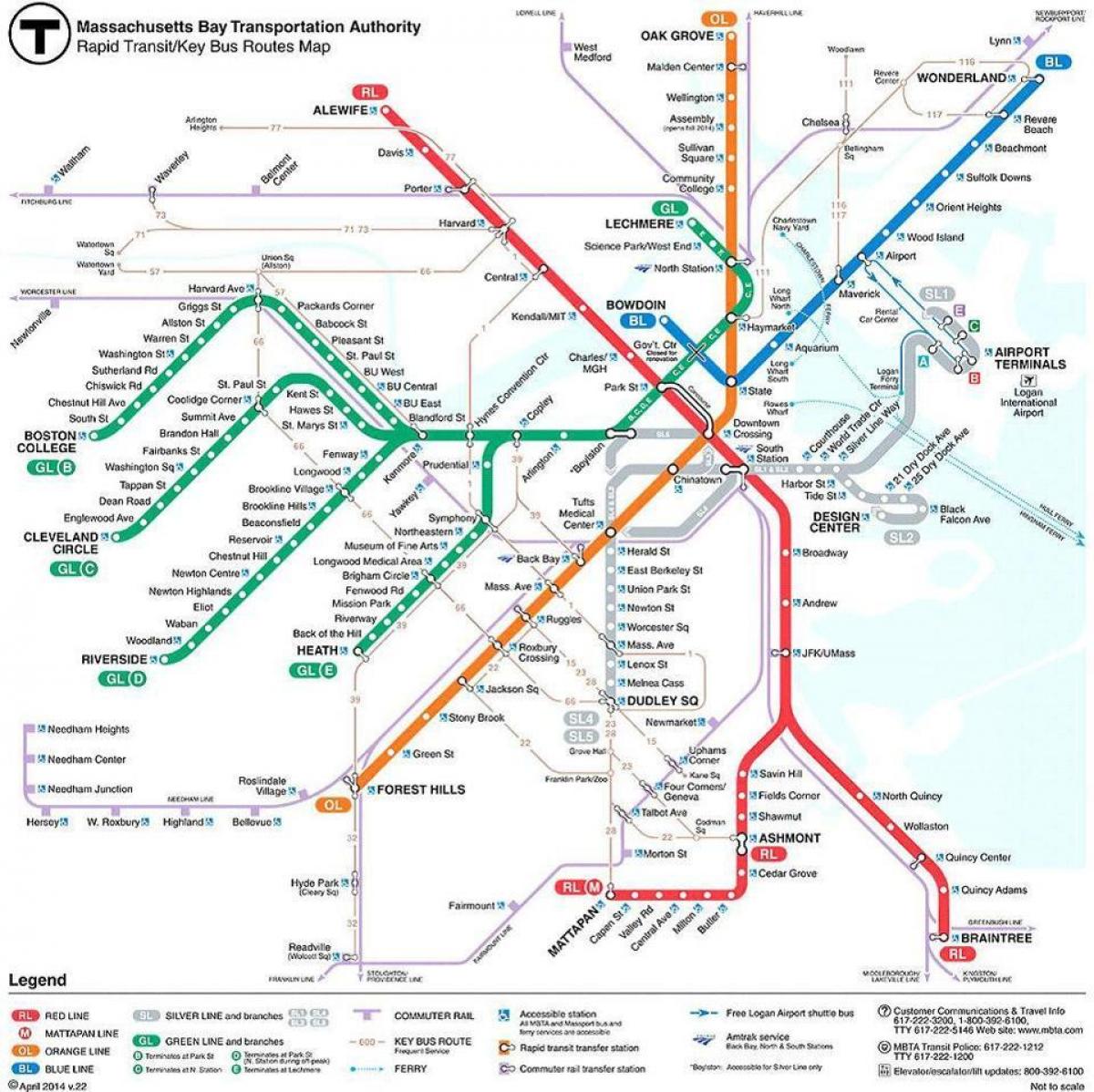MBTA แผนที่บอสตัน