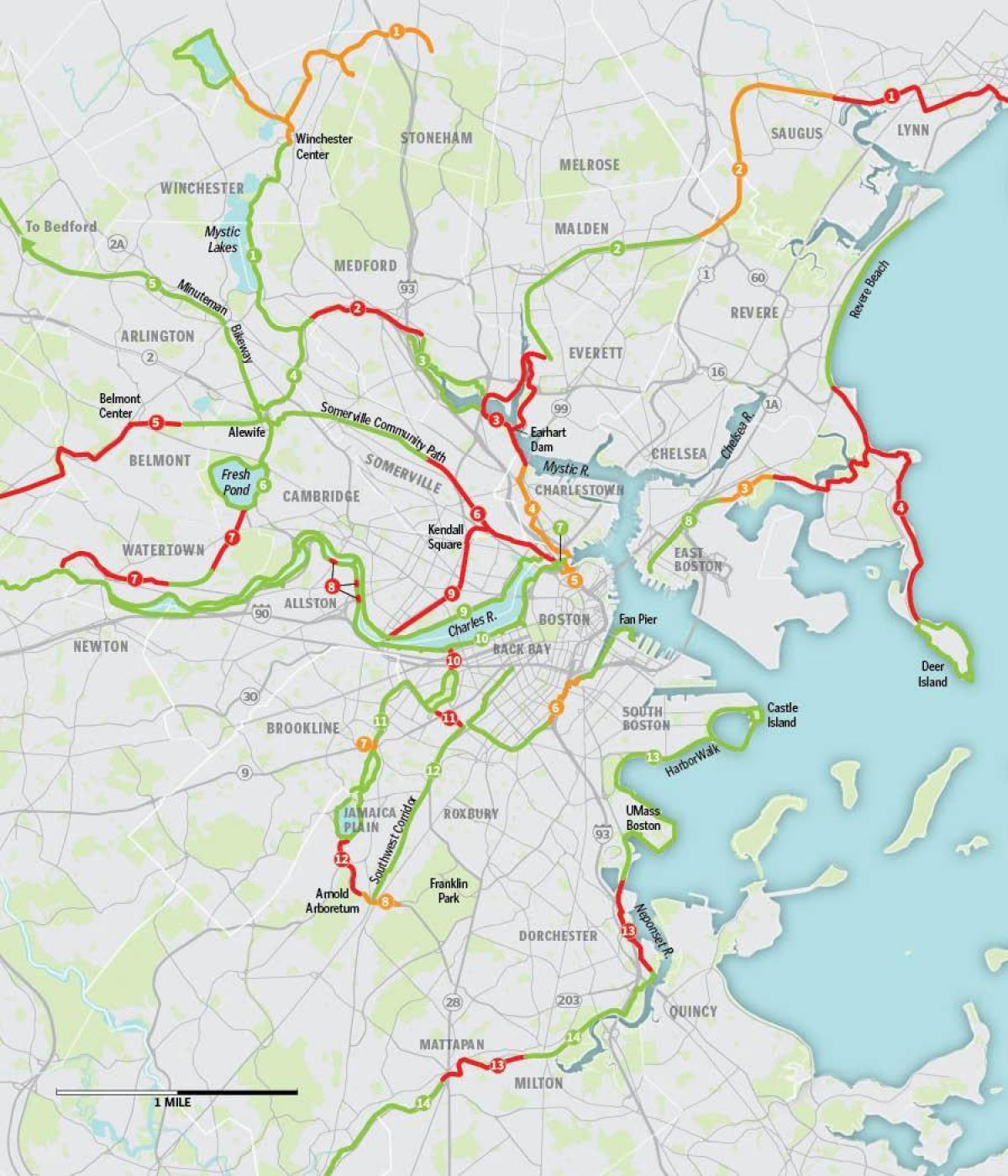 แผนที่ของบอสตันจักรยาน