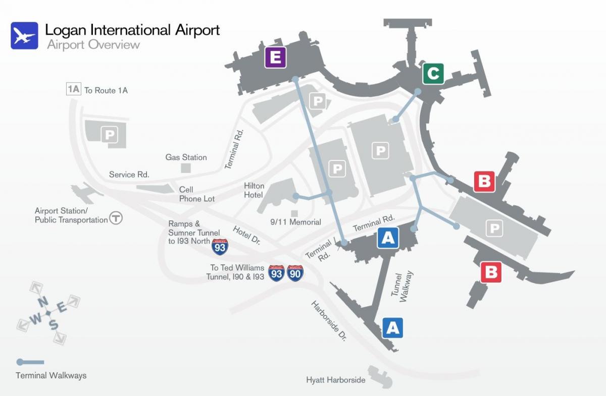 แผนที่ของสนามบินโลแกนเทอร์มินัลบี