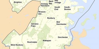 แผนที่ของบอสตันและพื้นที่รอบๆบริเวณ