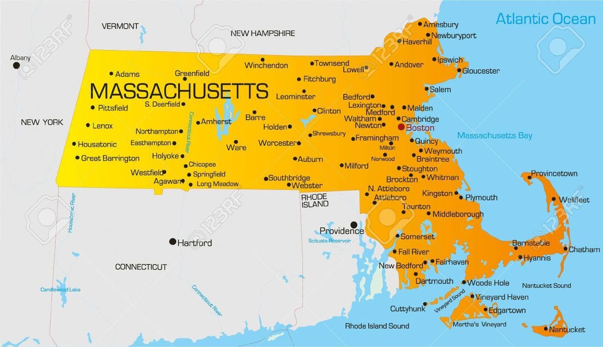 Massachuset แผนที่