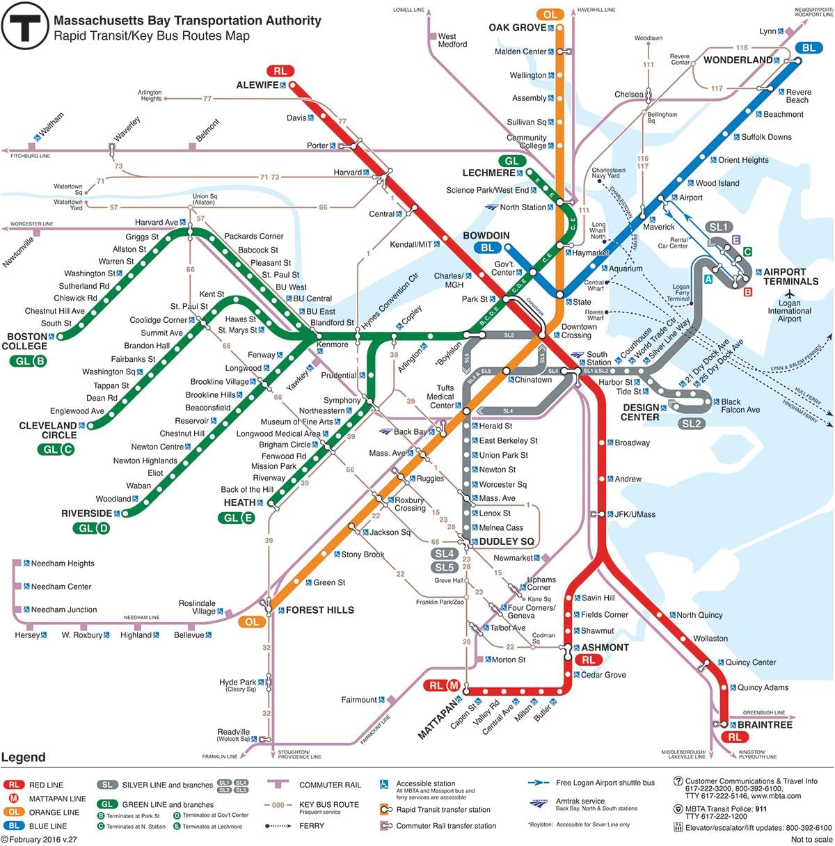 MBTA นแผนที่เส้นสีแดง