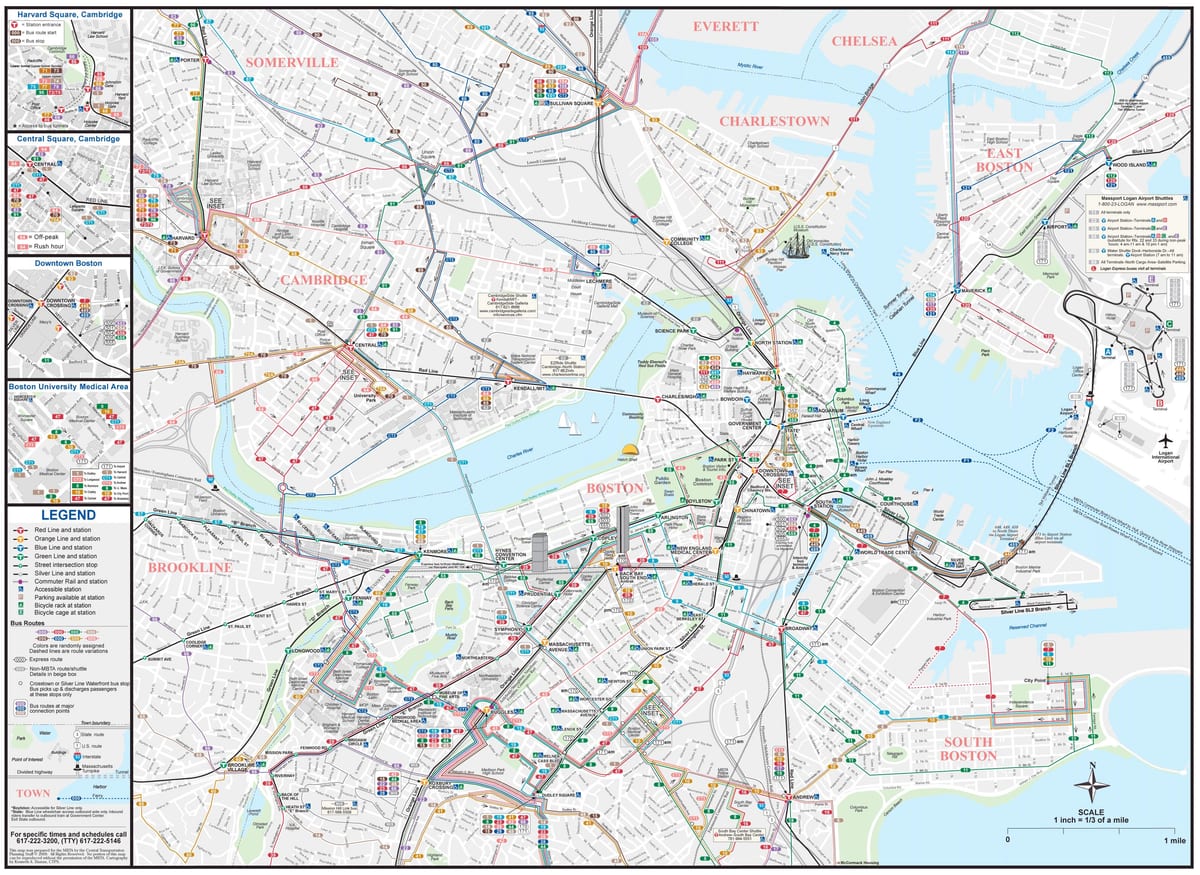 MBTA รถบนแผนที่