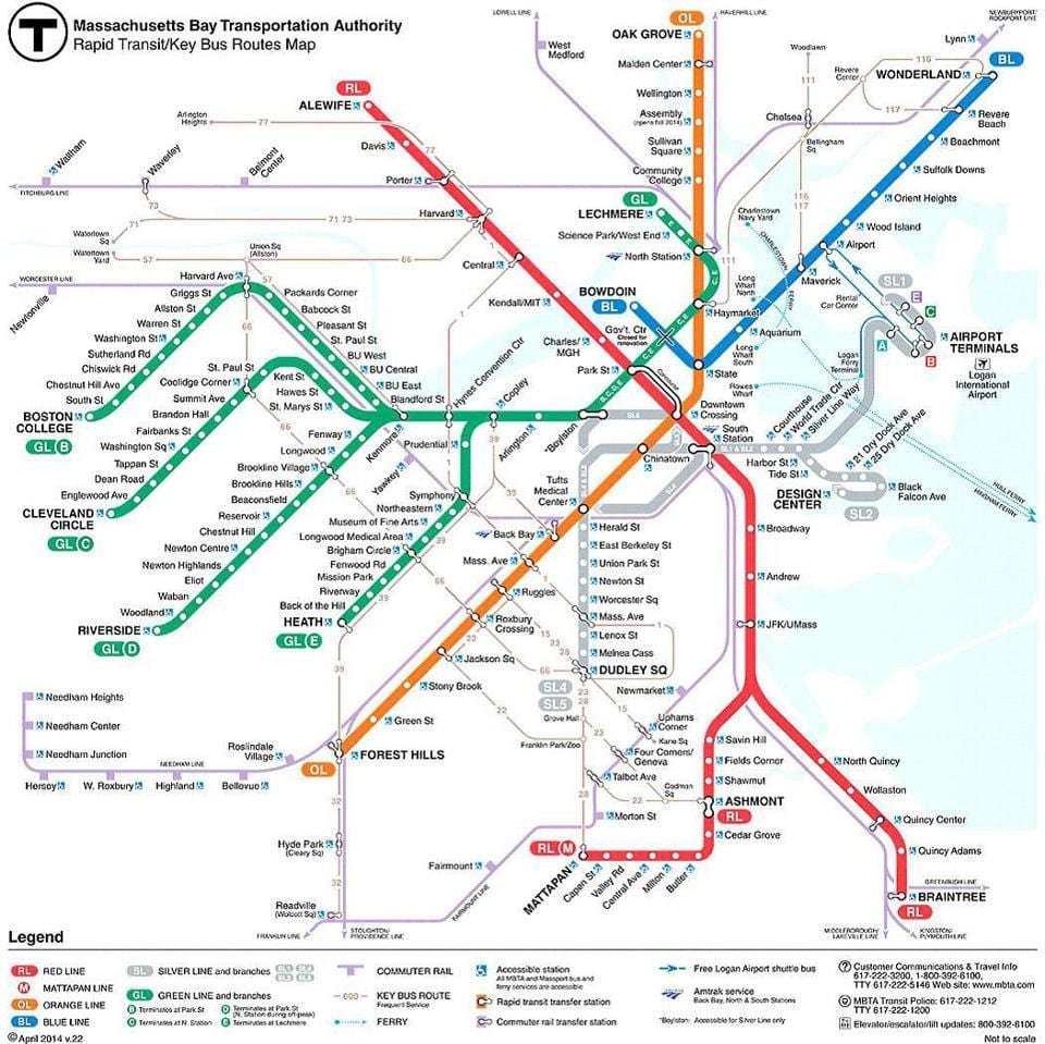 แผนที่ของ MBTA