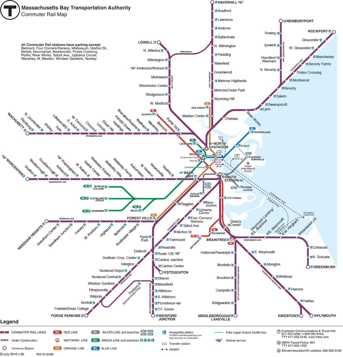 commuter ล็อกแผนที่บอสตัน
