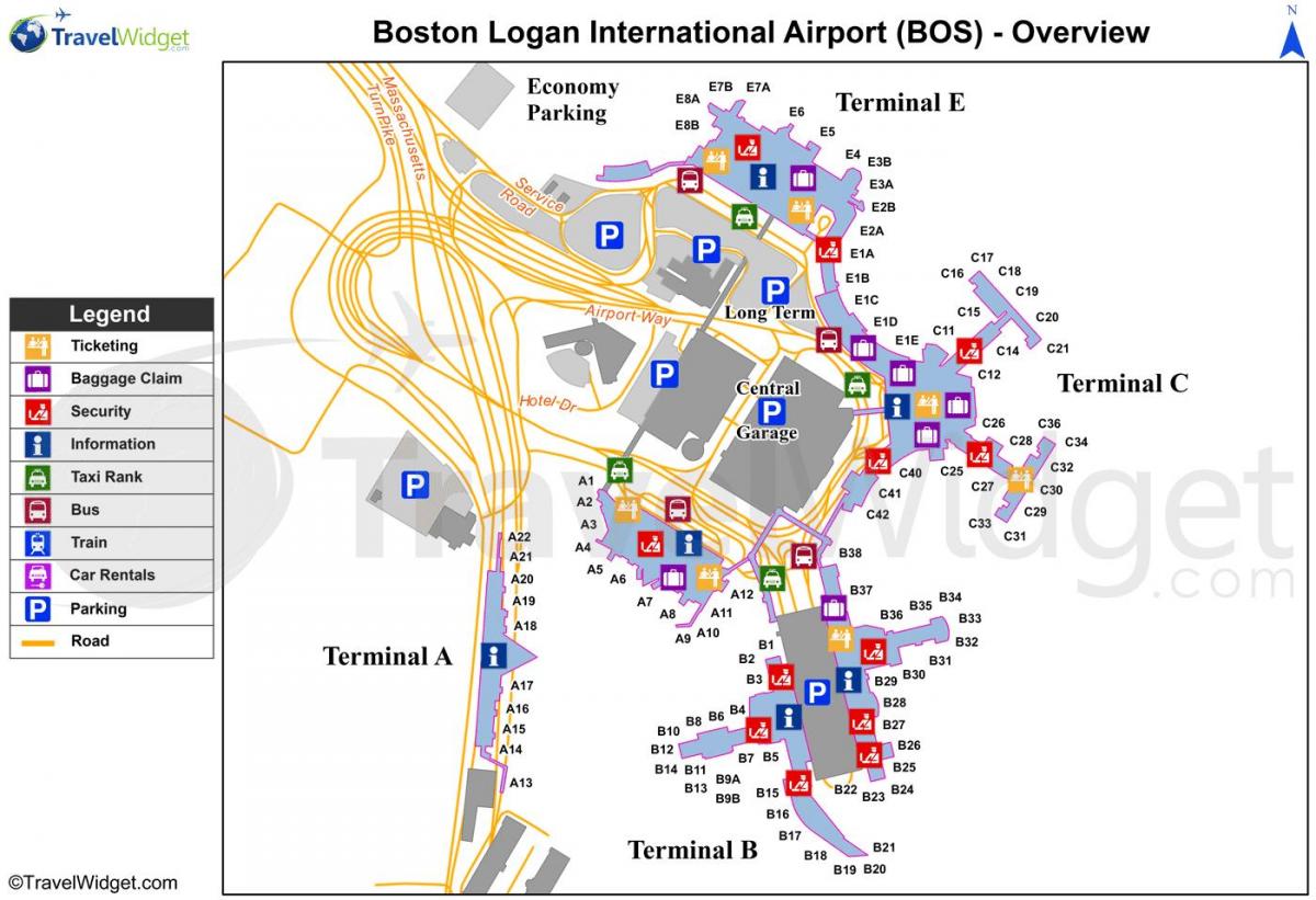 แผนที่ของบอสตันสนามบิน