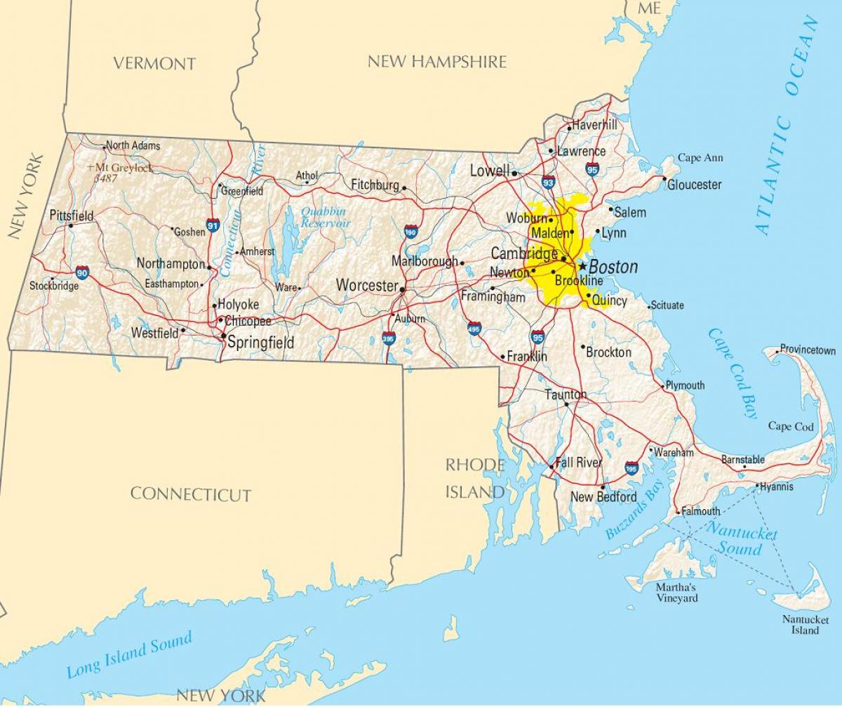 แผนที่ของบอสตัน usa. kgm