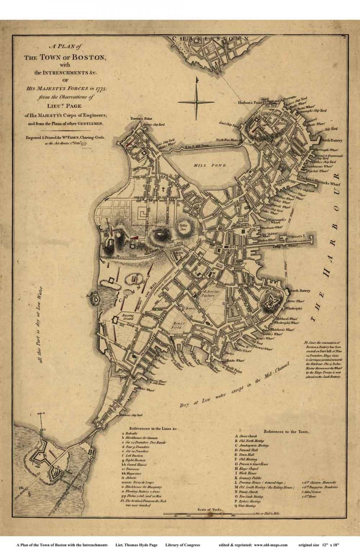 แผนที่ของแห่งประวัติศาสตร์บอสตัน